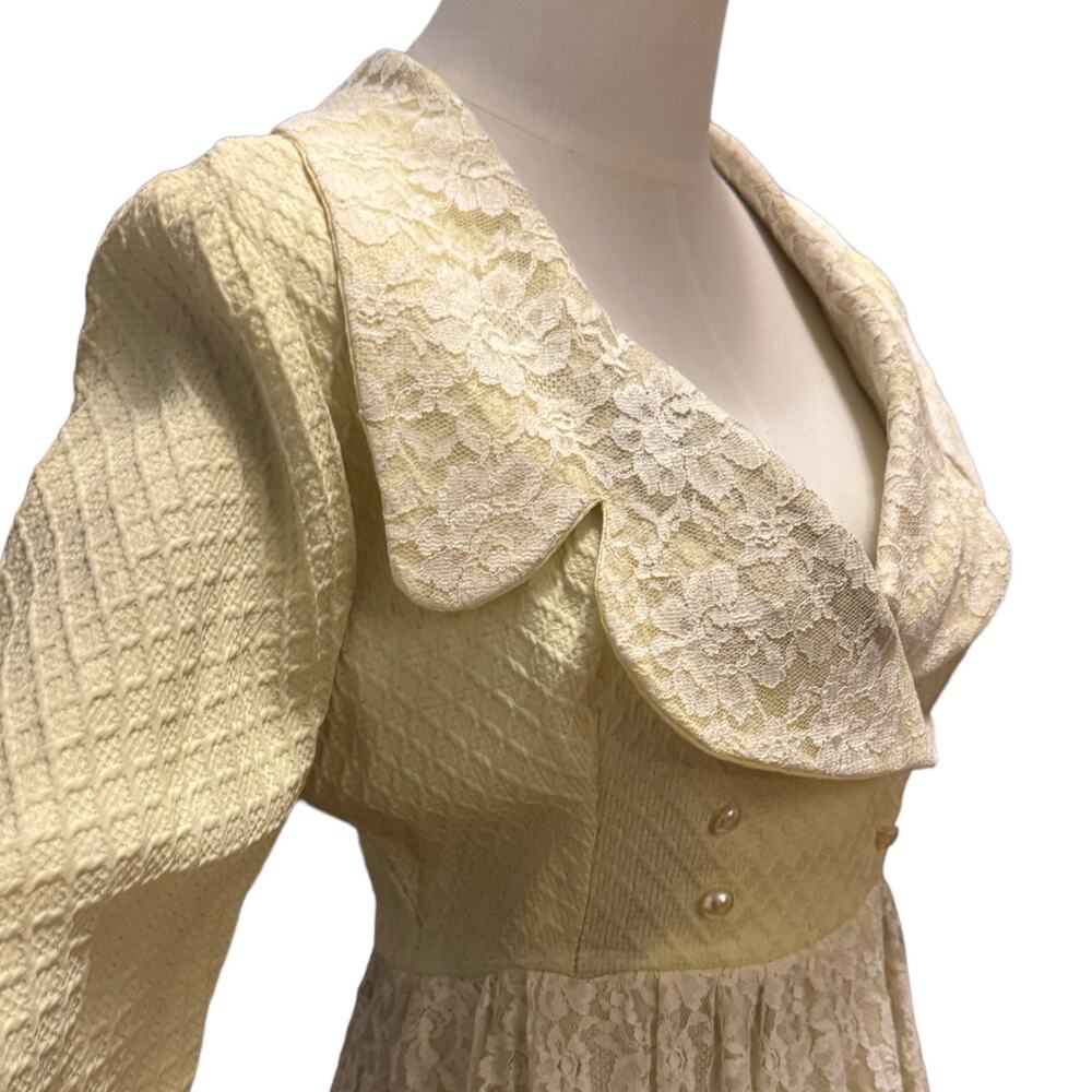 Bridgerton-Inspired Vintage Lace Gown | Romantic Regency Cottagecore Maxi XXS - Picture 9 of 16